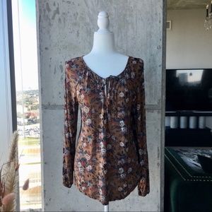 Lucky Brand Floral Boho Long Sleeve Top M